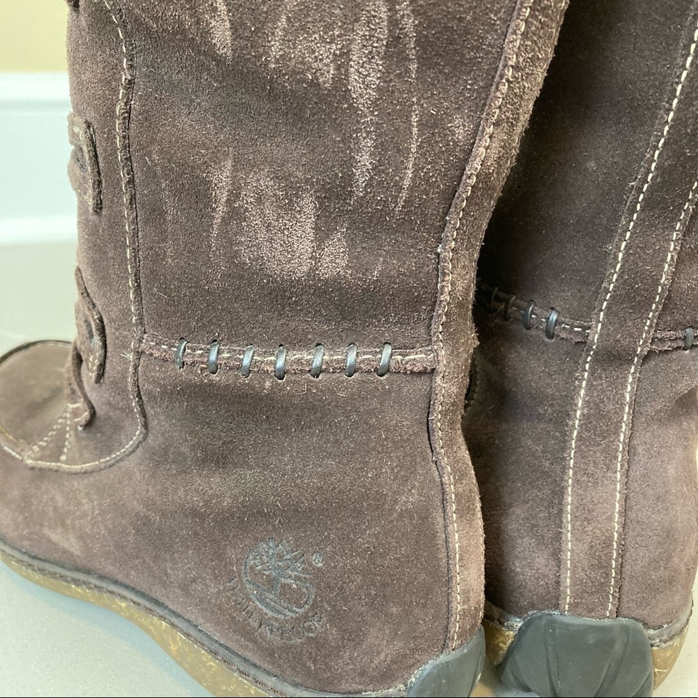 Timberland Women's Dark Brown Suede Lather Sherpa Lined Knee High Boots 6.5 - Picture 6 of 16